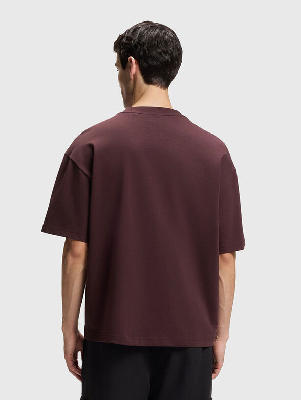 Cotton T-shirt with oval neckline in beige - 3