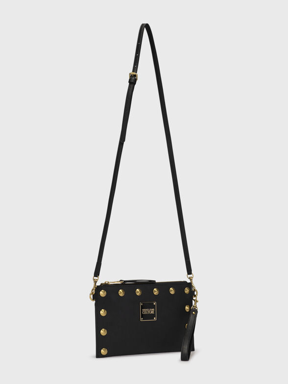 Black clutch with studs and golden logo - 3