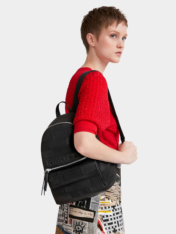 Black backpack with embossed logo - 2