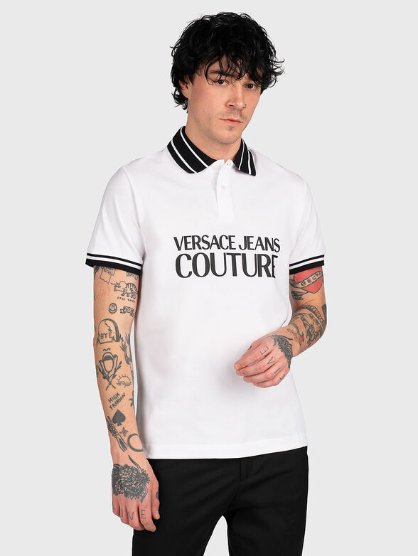 White polo-shirt with contrasting collar - 1