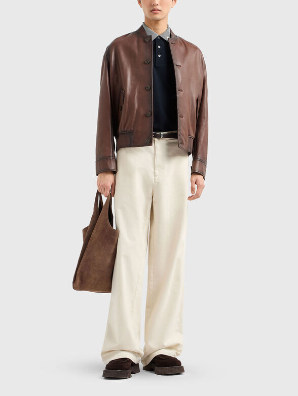 Piqué polo shirt with piped collar - 2