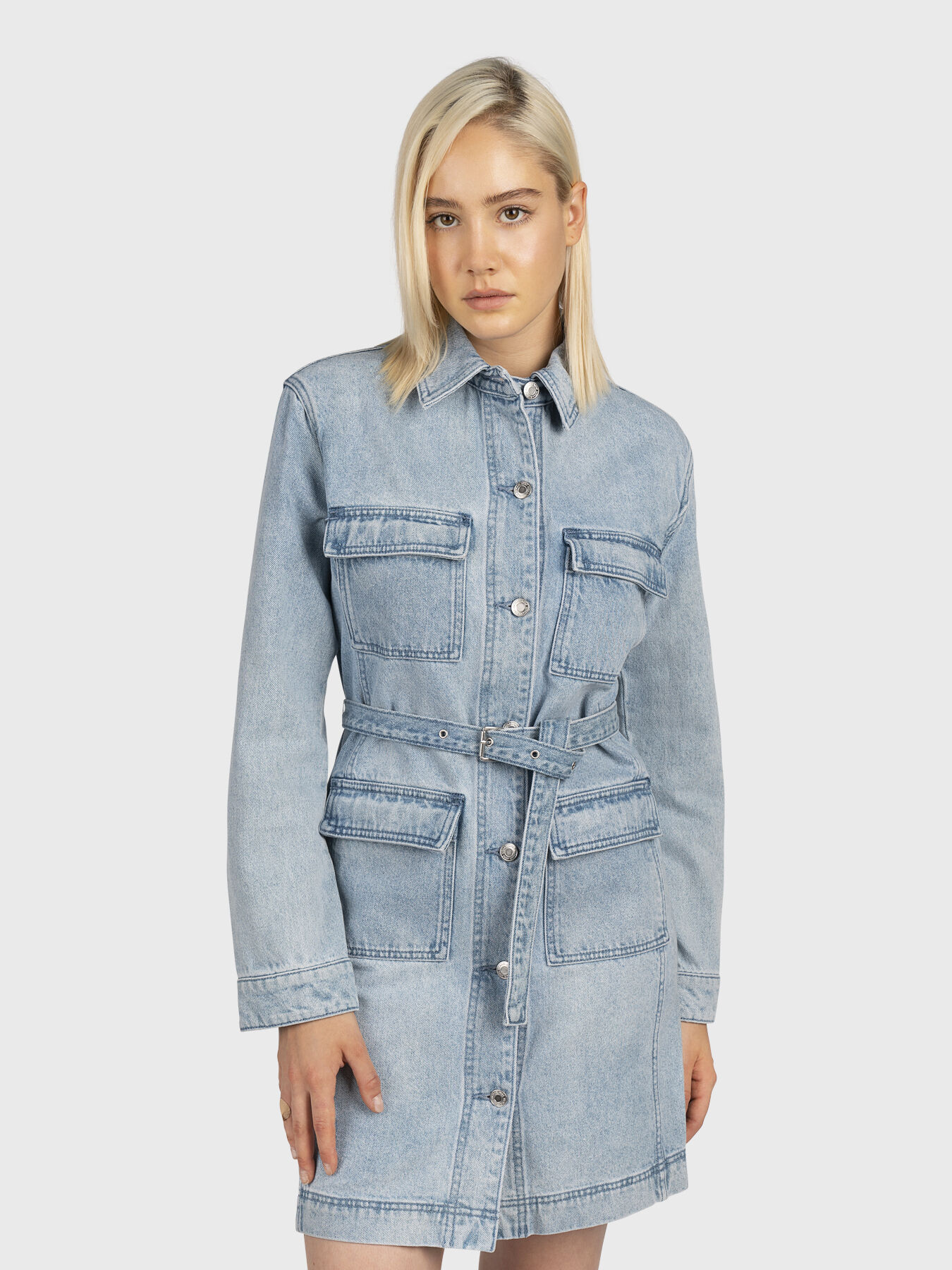Denim shirt dress with belt brand MICHAEL KORS Globalbrandsstore en