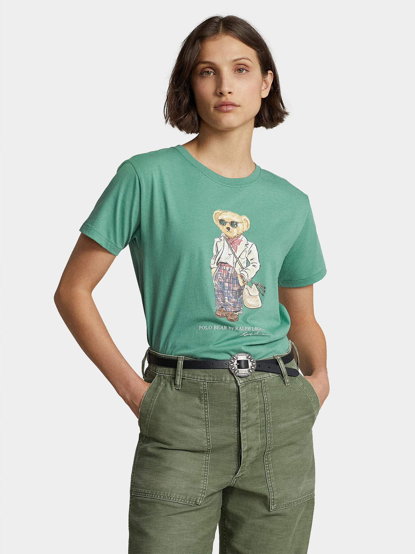 Green polo bear shirt online