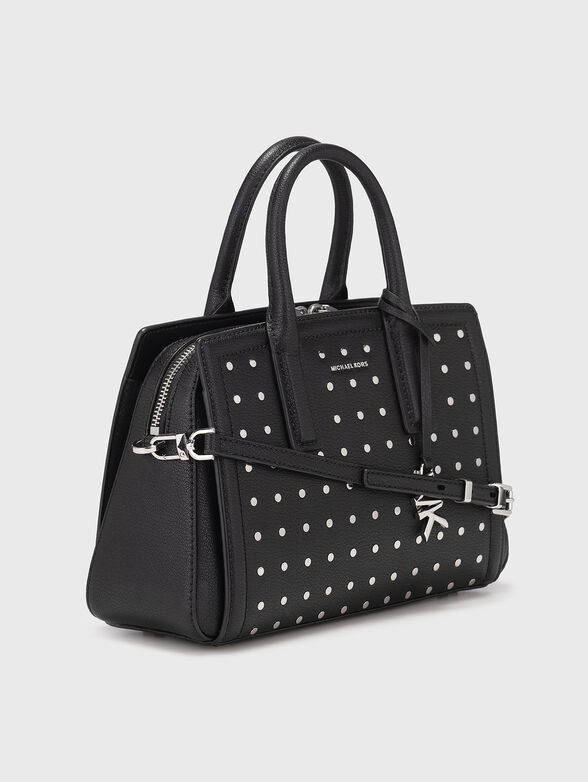 Leather bag with silver details and logo - 4