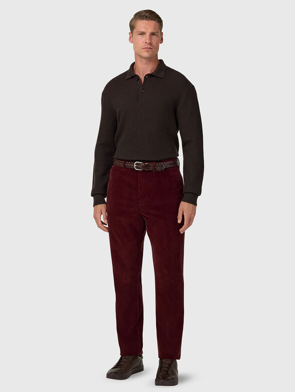 Textured polo shirt in dark brown - 2