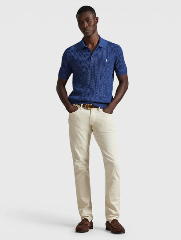 Cotton polo shirt with herringbone knit - 2