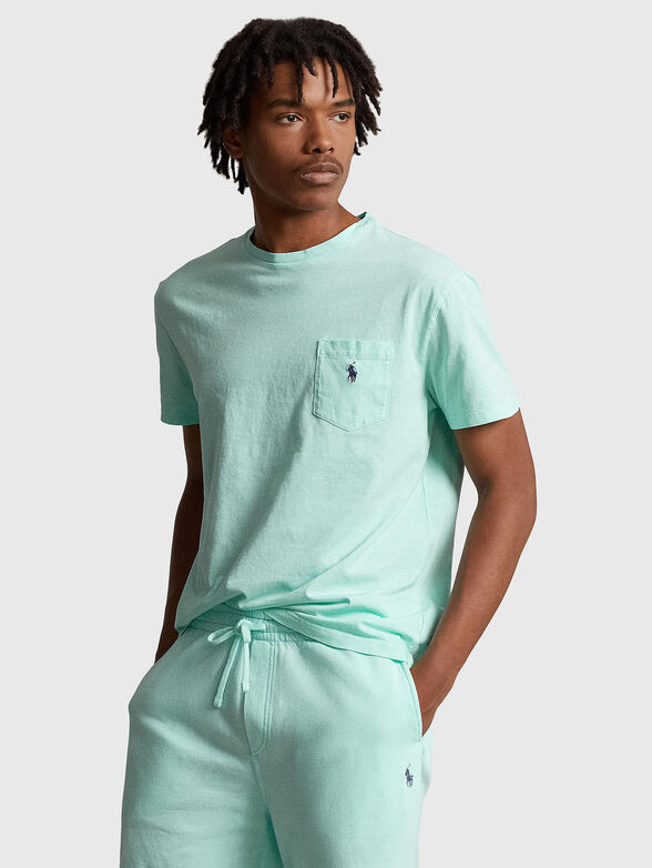 Cotton blend T-shirt with contrasting logo - 0
