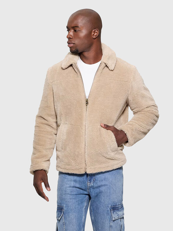 Beige eco fur jacket - 4