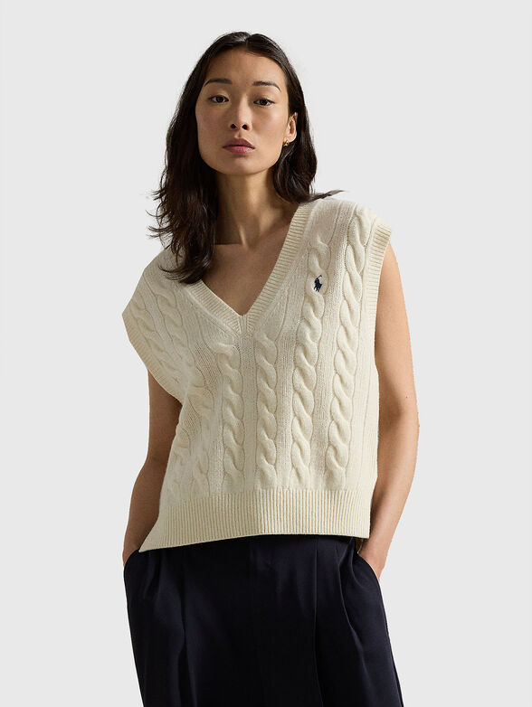 V-neck sweater in wool and cashmere - 1