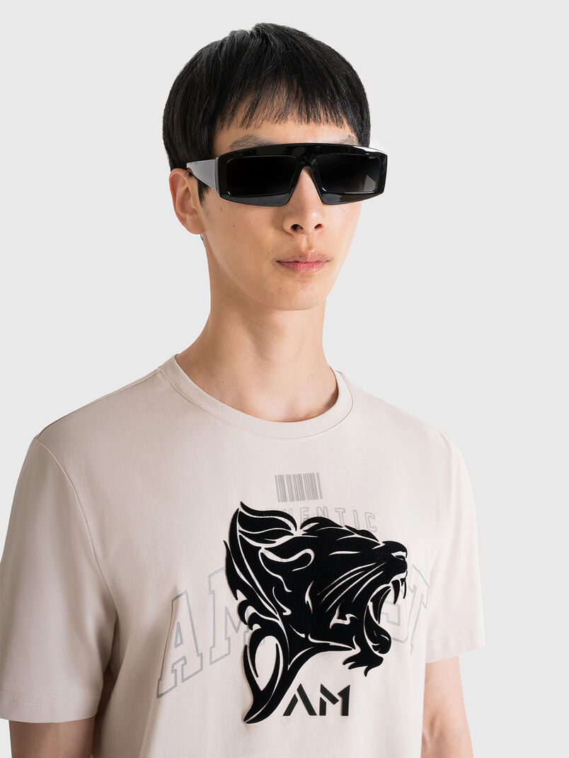 T-shirt with oval neckline and print - 3