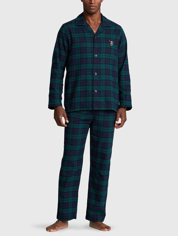 Two-piece cotton pyjamas with checked print - 1