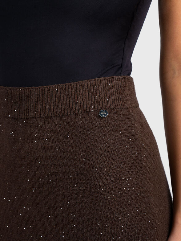 Midi skirt with micro sequins and logo detail - 3
