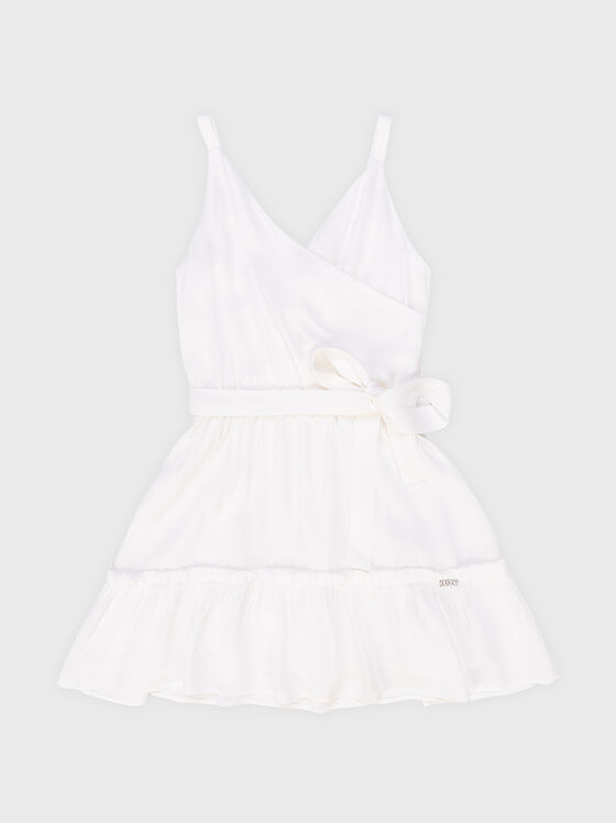 White dress with belt and logo detail - 1