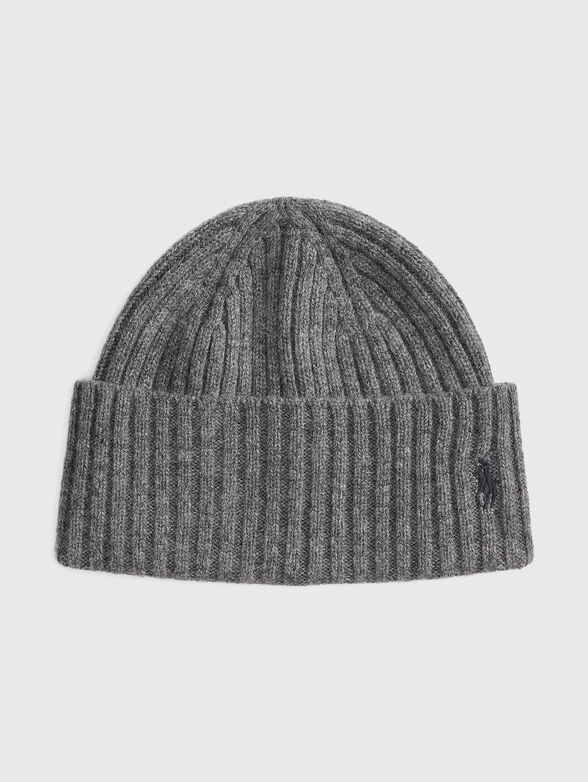 Knitted wool hat with embroidered logo - 1