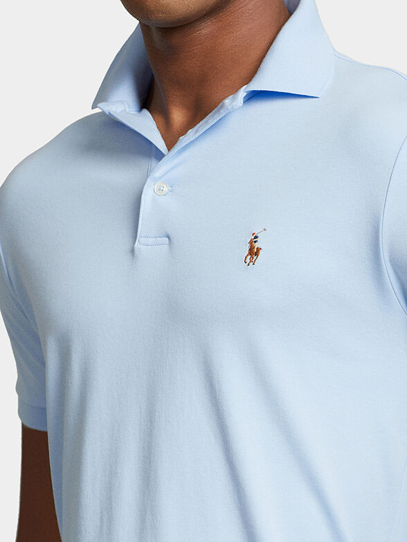 Polo-shirt in pale blue color with short sleeve - 4