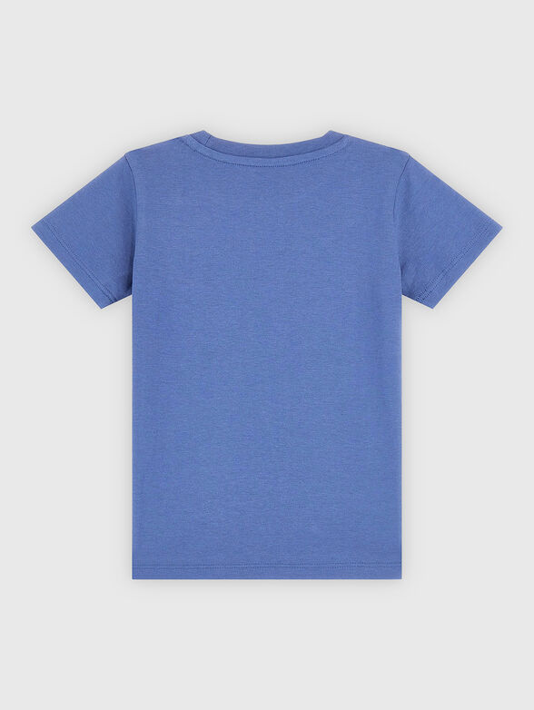 Cotton blue T-shirt with contrast print - 2