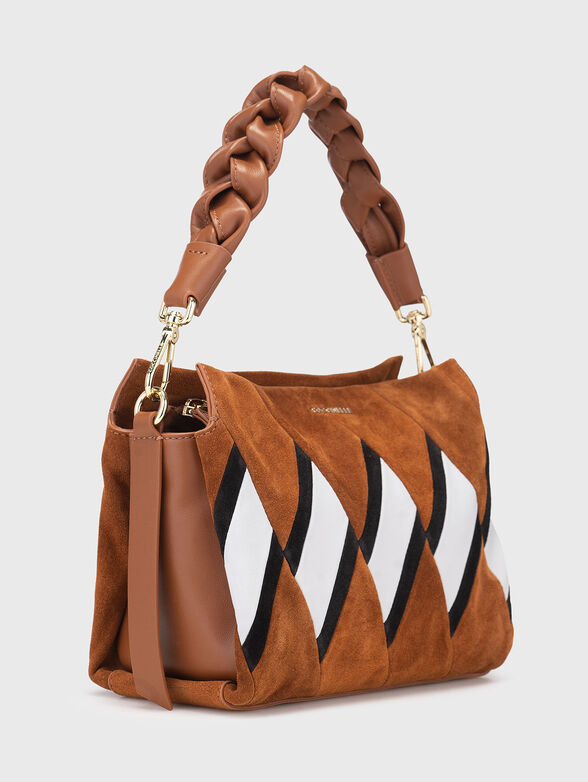 Suede bag with accent handle - 4