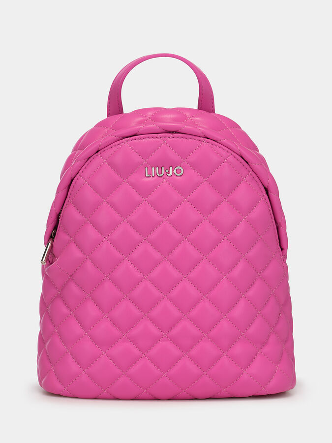Black backpack with quilted effect and logo accent