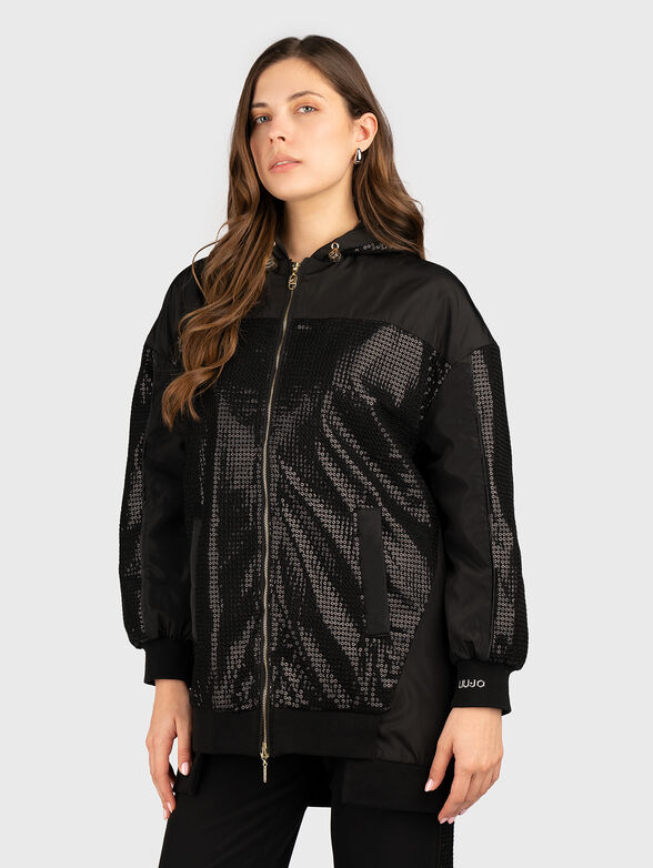 Black hooded jacket with logo - 1