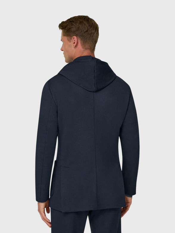 Dark blue jacket with a detachable hood and a zip - 3