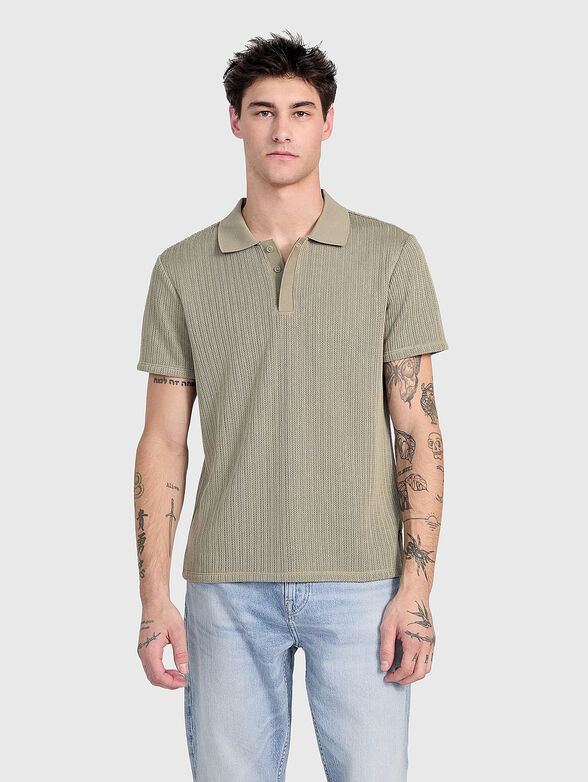 Textured polo shirt with buttons  - 0