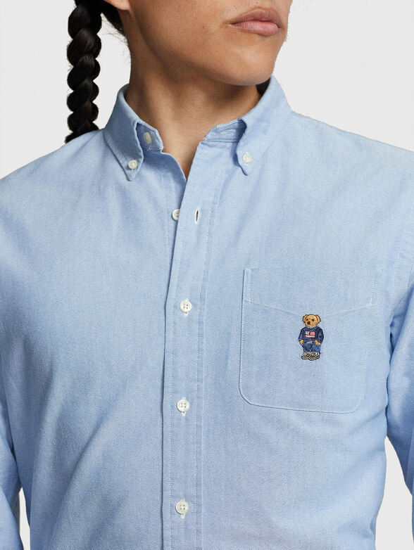 Cotton shirt with embroidered Polo Bear pocket - 4