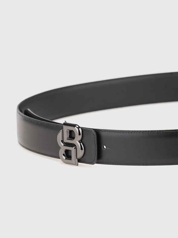 Leather belt with logo in black - 2
