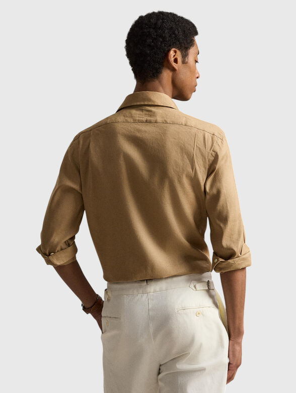 Beige linen-blend shirt - 3