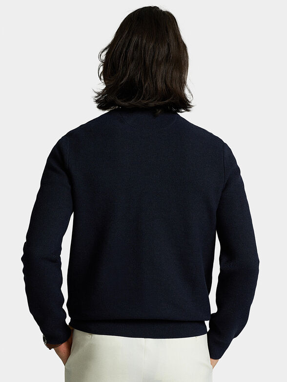 Dark blue cotton sweater with logo - 3