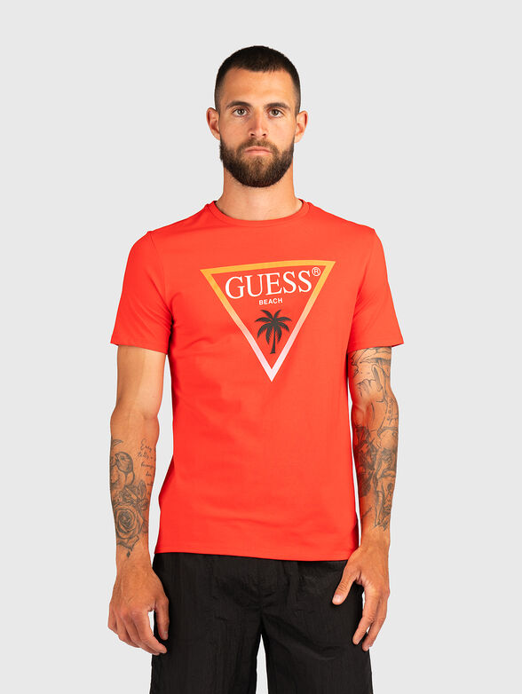 T-shirt with oval neckline and logo print - 1