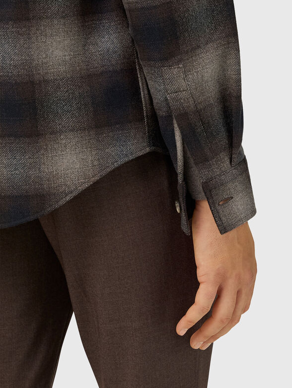 Checked wool blend overshirt - 4