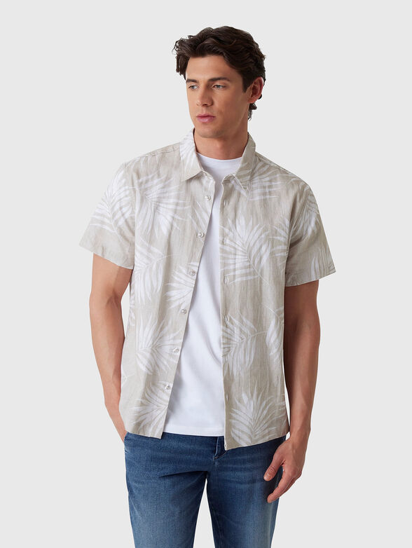 Short sleeved cotton and linen shirt - 1