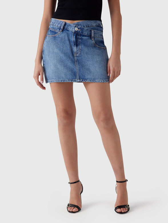 GAIA mini denim skirt with logo - 1