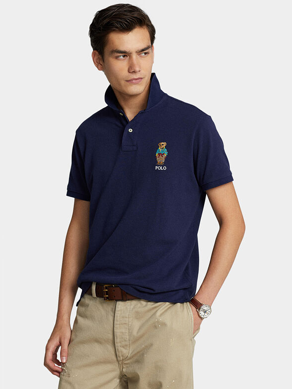 Cotton Polo-shirt with contrast Polo Bear embroidery  - 1