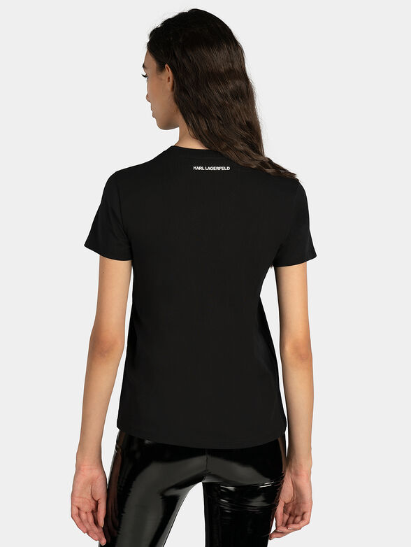 Cotton T-shirt with rhinestone logo print - 3