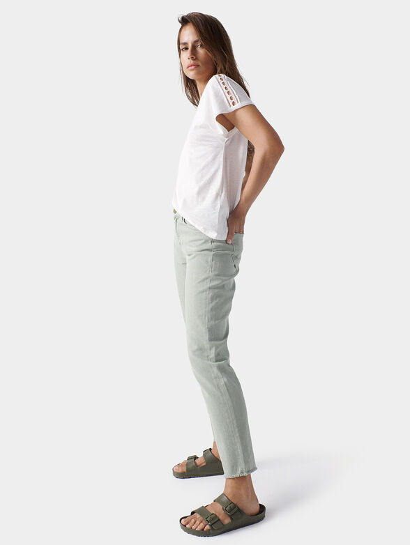 White T-shirt with lace accents - 4