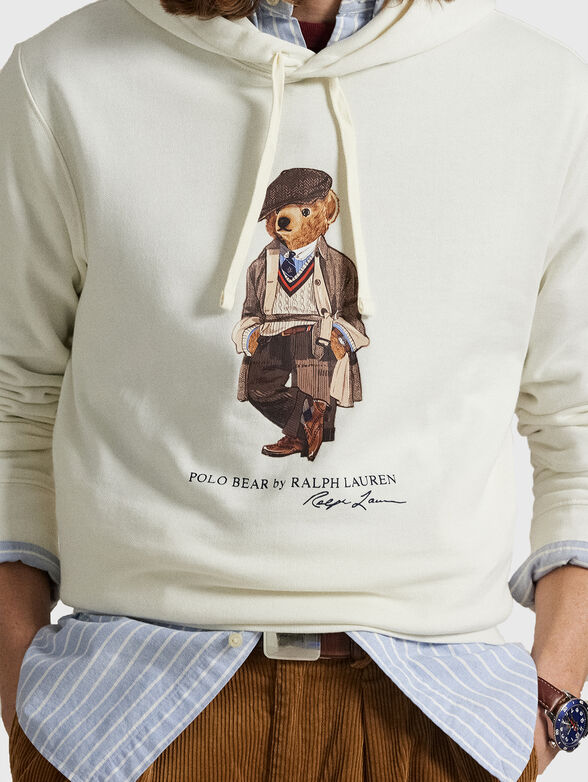 Cotton sweatshirt with hood and Polo Bear print - 4