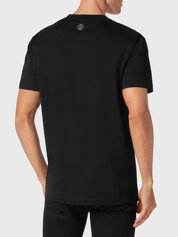 Cotton beige T-shirt with contrasting logo print - 3