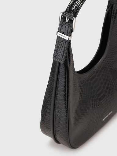 Leather hobo bag with croco effect - 4