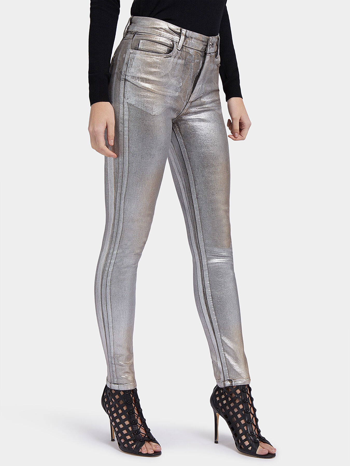 1981 skinny jeans with metallic effect brand GUESS Globalbrandsstore en