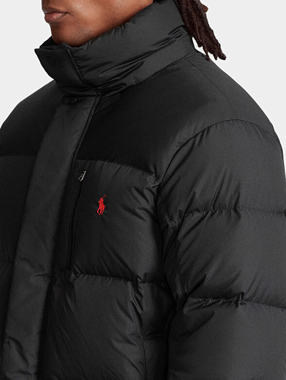 Black long padded jacket with a hood - 4