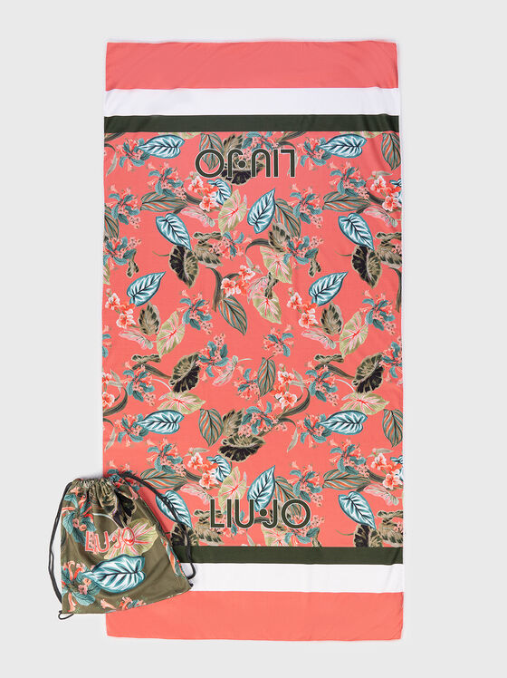 Floral beach towel with bag - 1