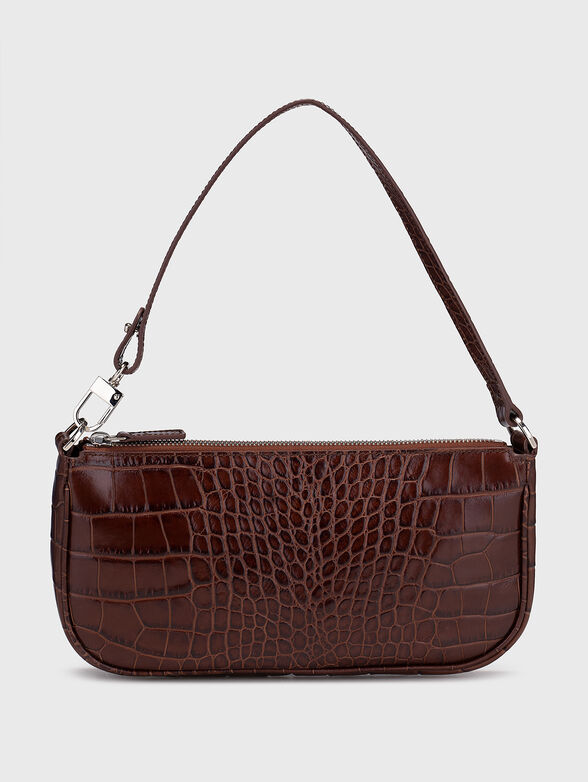 Leather bag with croc effect in brown colour - 1