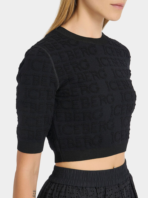 Cropped sweater with 3D logo - 1