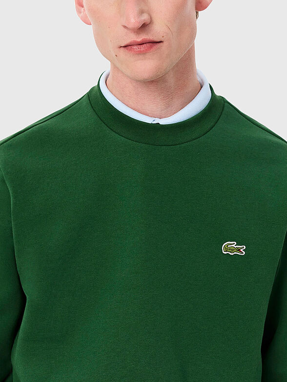 Cotton sweatshirt with logo in green - 4