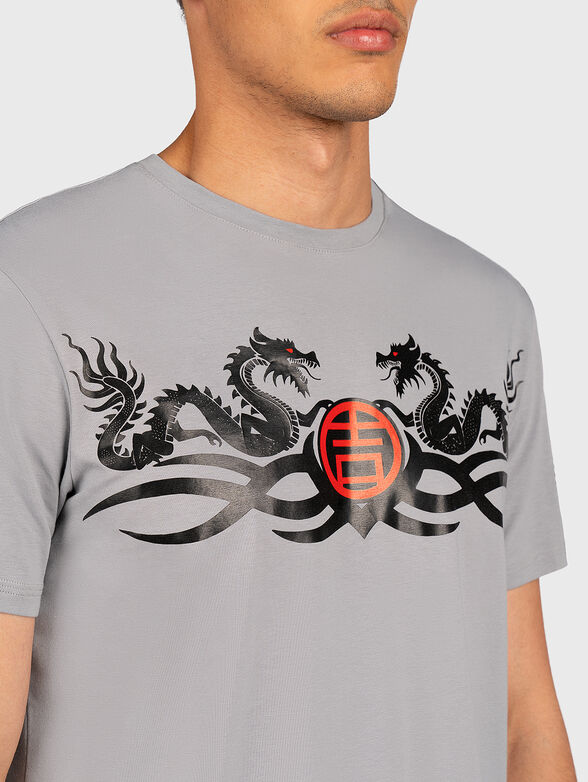 Grey t-shirt with print - 3