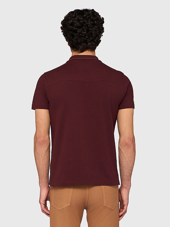Cotton polo shirt with accent collar - 3