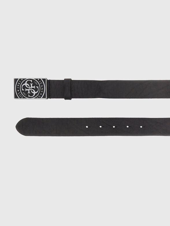 Leather belt with logo buckle - 2