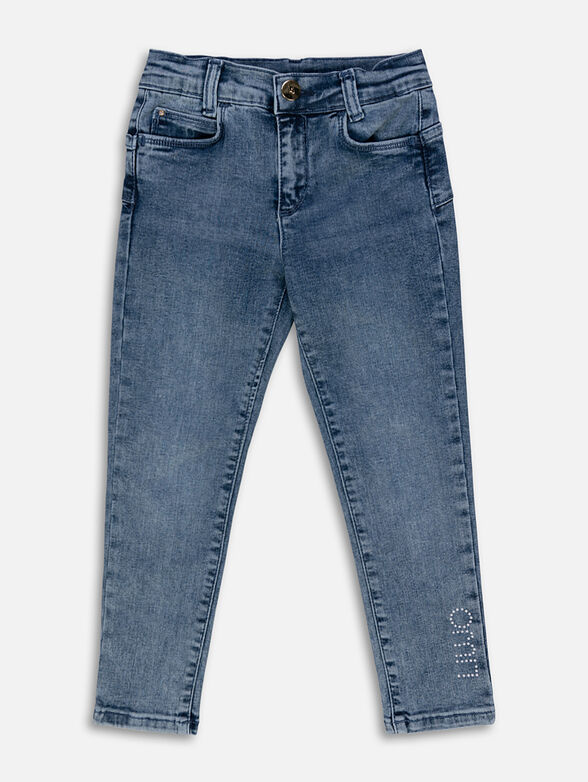 Jeans with rhinestone inscription - 1