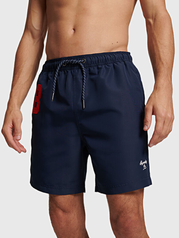 VINTAGE POLO blue beach shorts with embroidery - 1
